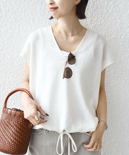 SHIPS / シップス ベスト | 〈手洗い可能〉ブライト ペーパー 裾 ドロスト ニット プルオーバー | 詳細19