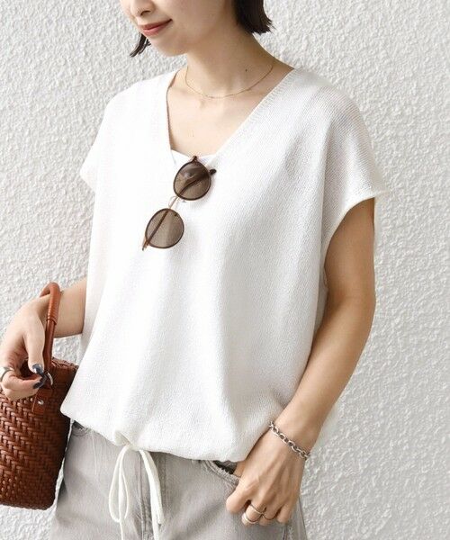 SHIPS / シップス ベスト | 〈手洗い可能〉ブライト ペーパー 裾 ドロスト ニット プルオーバー | 詳細20