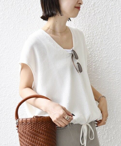 SHIPS / シップス ベスト | 〈手洗い可能〉ブライト ペーパー 裾 ドロスト ニット プルオーバー | 詳細22