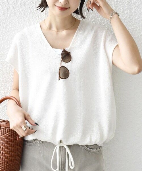 SHIPS / シップス ベスト | 〈手洗い可能〉ブライト ペーパー 裾 ドロスト ニット プルオーバー | 詳細23