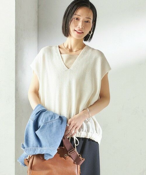 SHIPS / シップス ベスト | 《予約》〈手洗い可能〉ブライト ペーパー 裾 ドロスト ニット プルオーバー | 詳細4