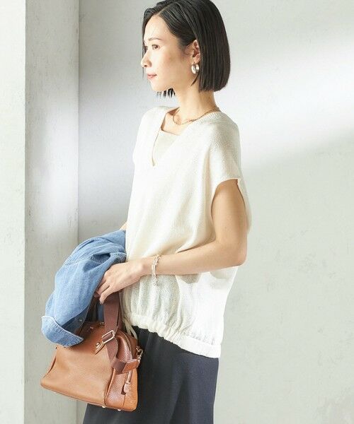 SHIPS / シップス ベスト | 《予約》〈手洗い可能〉ブライト ペーパー 裾 ドロスト ニット プルオーバー | 詳細5