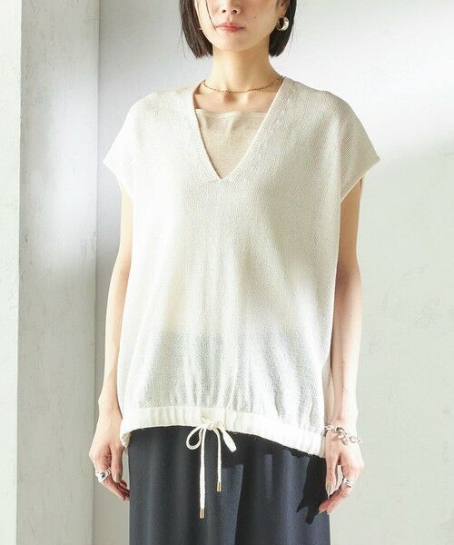 SHIPS / シップス ベスト | 〈手洗い可能〉ブライト ペーパー 裾 ドロスト ニット プルオーバー | 詳細30