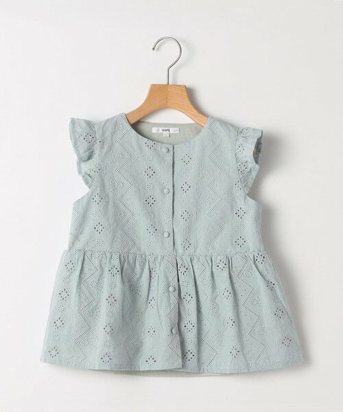 SHIPS / シップス シャツ・ブラウス | SHIPS KIDS:80〜90cm / レース エンブロイダリー ペプラム ブラウス（ライトブルー）
