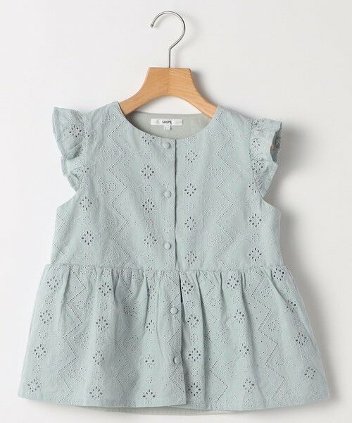 SHIPS / シップス シャツ・ブラウス | SHIPS KIDS:140〜150cm / レース エンブロイダリー ペプラム ブラウス（ライトブルー）