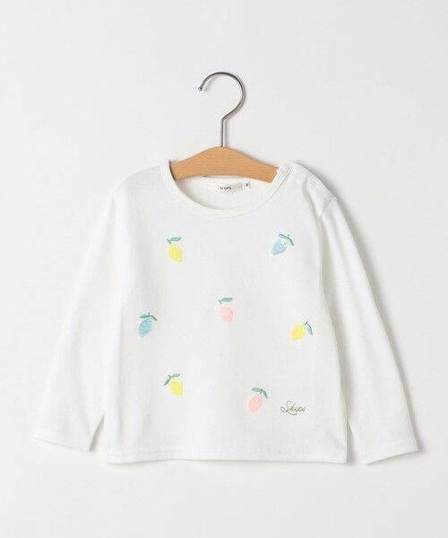 SHIPS / シップス Tシャツ | SHIPS KIDS:80〜90cm /レモン スパンコール 刺繍 ロングスリーブ Tシャツ（オフホワイト）