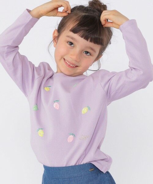 SHIPS / シップス Tシャツ | SHIPS KIDS:100〜130cm /レモン スパンコール 刺繍 ロングスリーブ Tシャツ | 詳細15