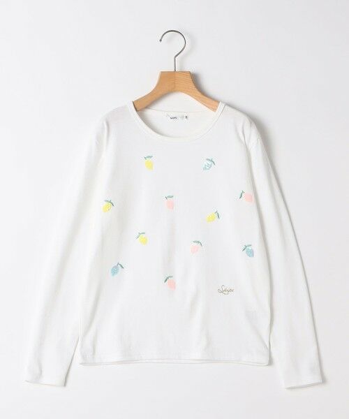 SHIPS / シップス Tシャツ | SHIPS KIDS:140〜150cm /レモン スパンコール 刺繍 ロングスリーブ Tシャツ（オフホワイト）