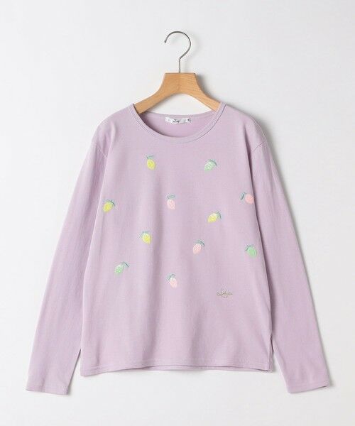 SHIPS / シップス Tシャツ | SHIPS KIDS:140〜150cm /レモン スパンコール 刺繍 ロングスリーブ Tシャツ（ラベンダー）