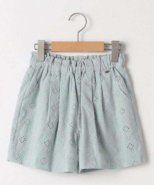 SHIPS / シップス ショート・ハーフ・半端丈パンツ | SHIPS KIDS:140〜150cm / レース エンブロイダリー ショート パンツ（ライトブルー）