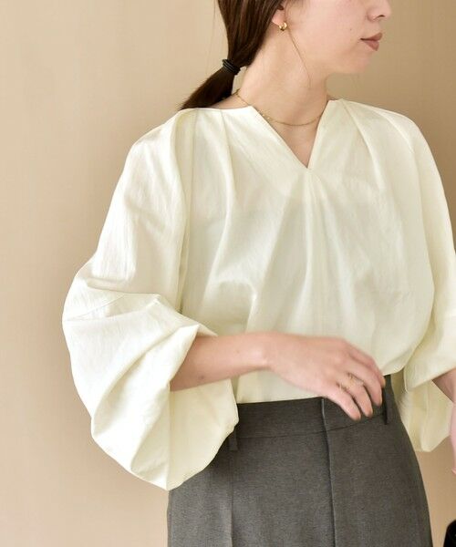 SHIPS / シップス シャツ・ブラウス | quaranciel:〈洗濯機可能〉ツイル スキッパー ボリューム ブラウス | 詳細12