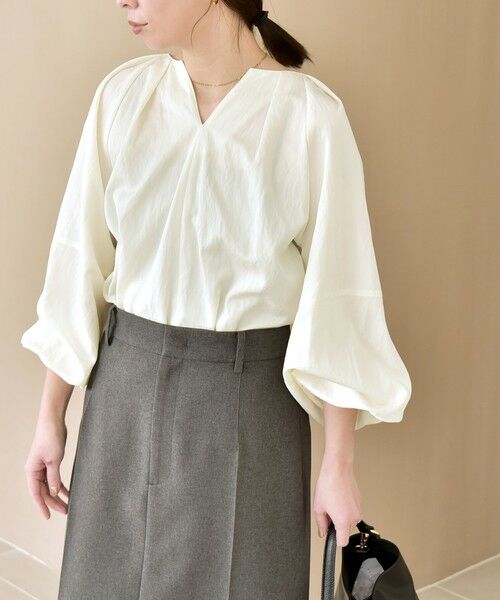 SHIPS / シップス シャツ・ブラウス | quaranciel:〈洗濯機可能〉ツイル スキッパー ボリューム ブラウス | 詳細15