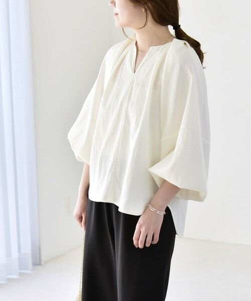 SHIPS / シップス シャツ・ブラウス | quaranciel:〈洗濯機可能〉ツイル スキッパー ボリューム ブラウス | 詳細8