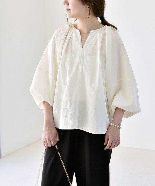 SHIPS / シップス シャツ・ブラウス | quaranciel:〈洗濯機可能〉ツイル スキッパー ボリューム ブラウス | 詳細9