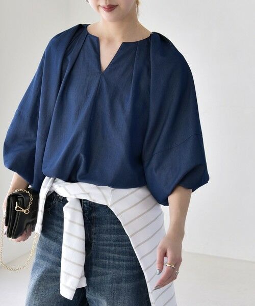 SHIPS / シップス シャツ・ブラウス | quaranciel:〈洗濯機可能〉ツイル スキッパー ボリューム ブラウス | 詳細27