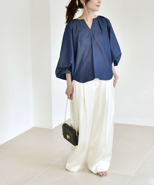 SHIPS / シップス シャツ・ブラウス | quaranciel:〈洗濯機可能〉ツイル スキッパー ボリューム ブラウス | 詳細28