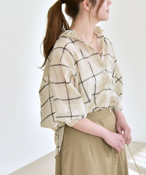 SHIPS / シップス シャツ・ブラウス | quaranciel:〈手洗い可能〉シアー チェック ドルマン ビッグ レギュラー シャツ | 詳細10