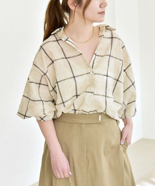 SHIPS / シップス シャツ・ブラウス | 《予約》quaranciel:〈手洗い可能〉シアー チェック ドルマン シャツ　　　 | 詳細3