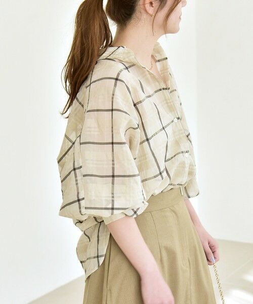 SHIPS / シップス シャツ・ブラウス | 《予約》quaranciel:〈手洗い可能〉シアー チェック ドルマン シャツ　　　 | 詳細4