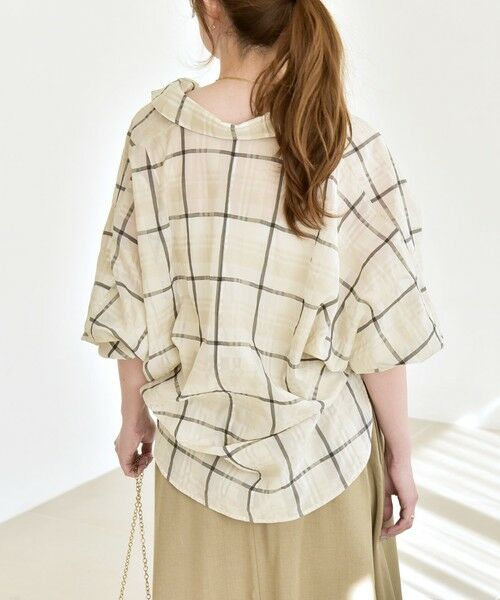 SHIPS / シップス シャツ・ブラウス | 《予約》quaranciel:〈手洗い可能〉シアー チェック ドルマン シャツ　　　 | 詳細5