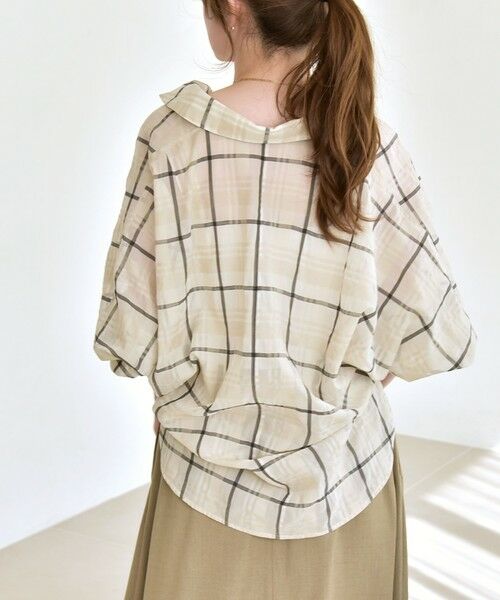 SHIPS / シップス シャツ・ブラウス | quaranciel:〈手洗い可能〉シアー チェック ドルマン ビッグ レギュラー シャツ | 詳細9