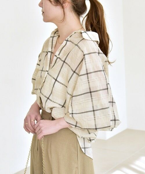 SHIPS / シップス シャツ・ブラウス | 《予約》quaranciel:〈手洗い可能〉シアー チェック ドルマン シャツ　　　（ベージュ）