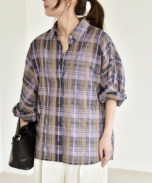 SHIPS / シップス シャツ・ブラウス | 《予約》quaranciel:〈手洗い可能〉シアー チェック ドルマン シャツ　　　 | 詳細10