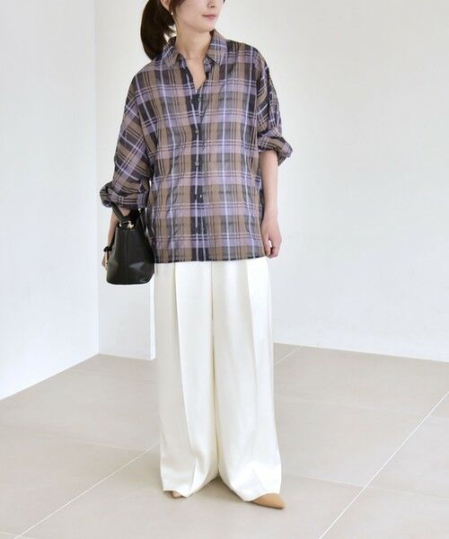 SHIPS / シップス シャツ・ブラウス | quaranciel:〈手洗い可能〉シアー チェック ドルマン ビッグ レギュラー シャツ | 詳細13