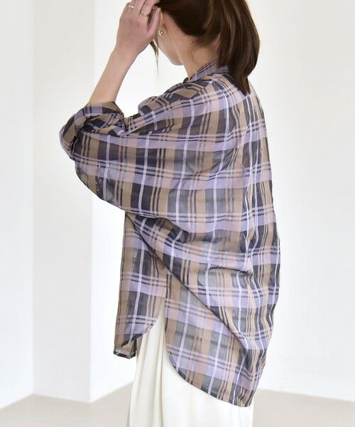 SHIPS / シップス シャツ・ブラウス | quaranciel:〈手洗い可能〉シアー チェック ドルマン ビッグ レギュラー シャツ | 詳細17