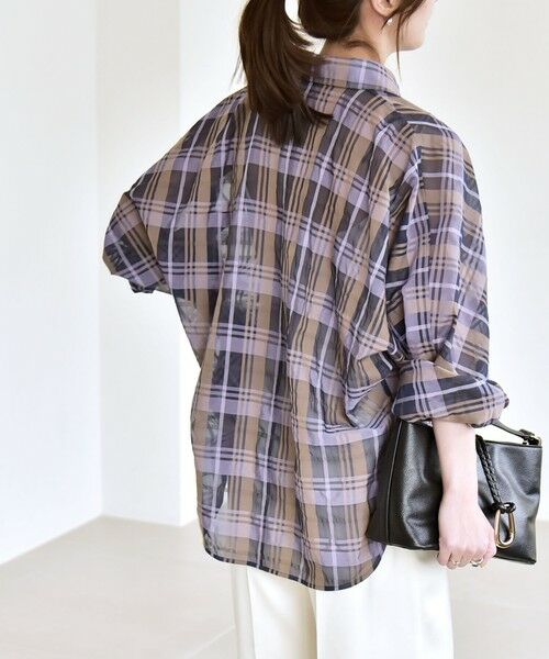 SHIPS / シップス シャツ・ブラウス | quaranciel:〈手洗い可能〉シアー チェック ドルマン ビッグ レギュラー シャツ | 詳細19