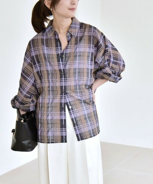 SHIPS / シップス シャツ・ブラウス | quaranciel:〈手洗い可能〉シアー チェック ドルマン ビッグ レギュラー シャツ | 詳細21
