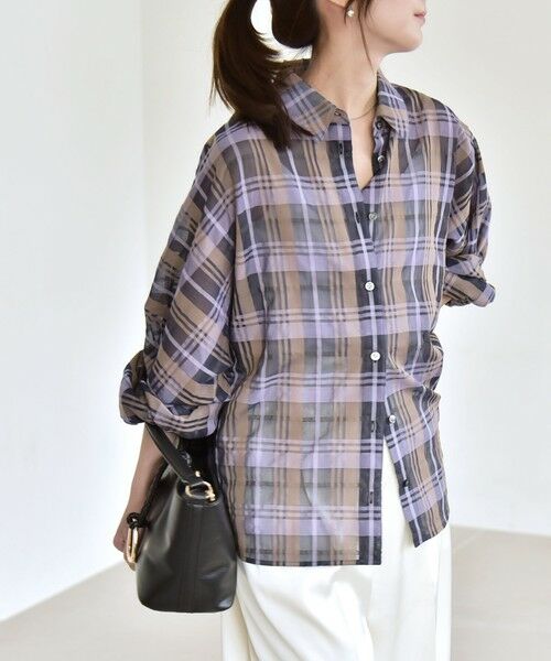 SHIPS / シップス シャツ・ブラウス | quaranciel:〈手洗い可能〉シアー チェック ドルマン ビッグ レギュラー シャツ | 詳細22