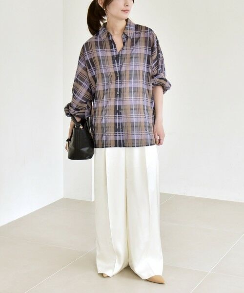 SHIPS / シップス シャツ・ブラウス | 《予約》quaranciel:〈手洗い可能〉シアー チェック ドルマン シャツ　　　 | 詳細6