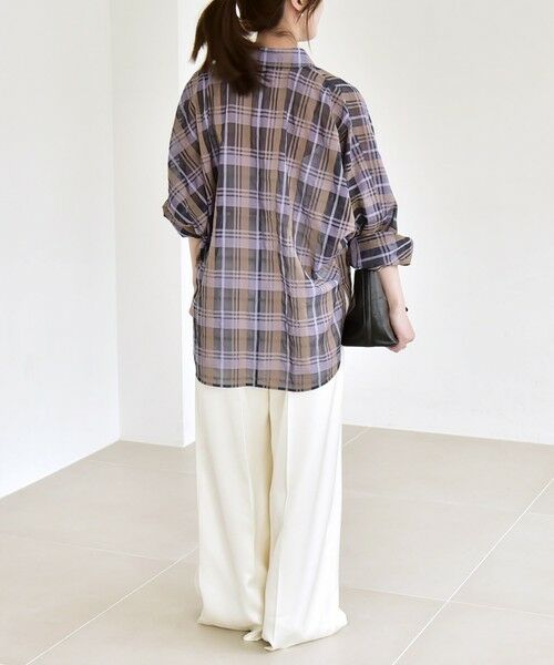 SHIPS / シップス シャツ・ブラウス | 《予約》quaranciel:〈手洗い可能〉シアー チェック ドルマン シャツ　　　 | 詳細7