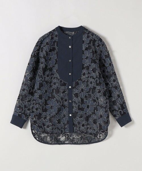 SHIPS / シップス シャツ・ブラウス | quaranciel:〈手洗い可能〉デニム フラワー レース バンドカラー シャツ | 詳細30