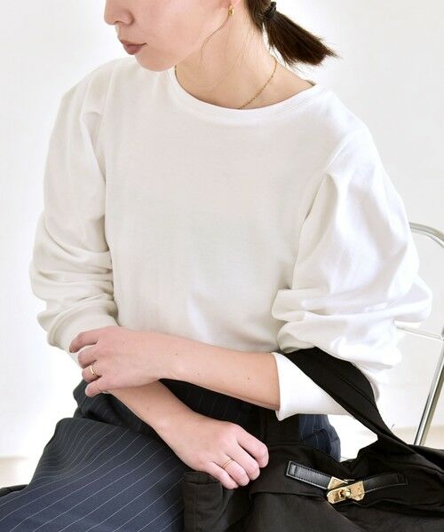 SHIPS / シップス カットソー | 《予約》quaranciel:〈洗濯機可能〉パワーショルダー クルーネック プルオーバー | 詳細3