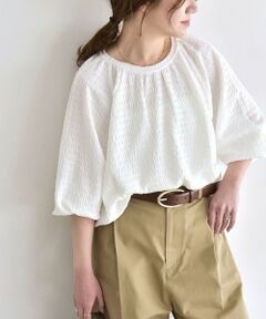 SHIPS / シップス シャツ・ブラウス | 《予約》quaranciel:〈洗濯機可能〉ジャカード ボリュームスリーブ クルーネック ブラウス