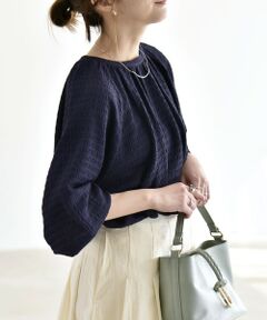 SHIPS / シップス シャツ・ブラウス | 《予約》quaranciel:〈洗濯機可能〉ジャカード ボリュームスリーブ クルーネック ブラウス