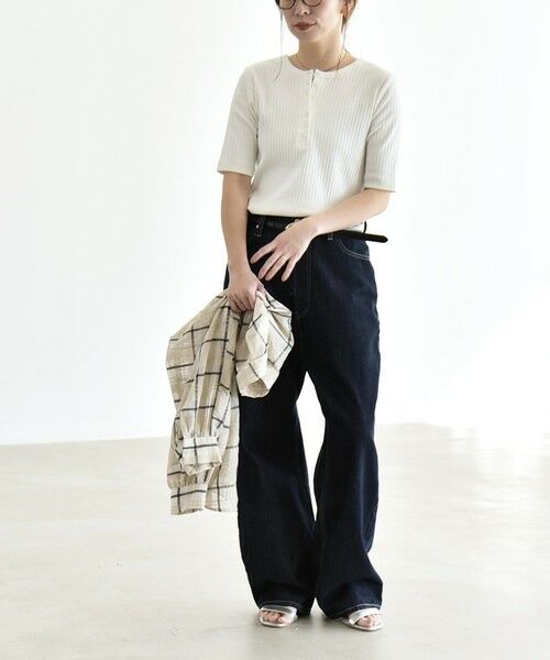 SHIPS / シップス カットソー | quaranciel:〈洗濯機可能〉テレコ リブ クルー ヘンリー 2way ハーフスリーブ TEE | 詳細10