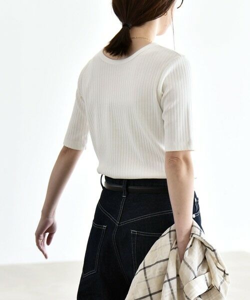 SHIPS / シップス カットソー | quaranciel:〈洗濯機可能〉テレコ リブ クルー ヘンリー 2way ハーフスリーブ TEE | 詳細13