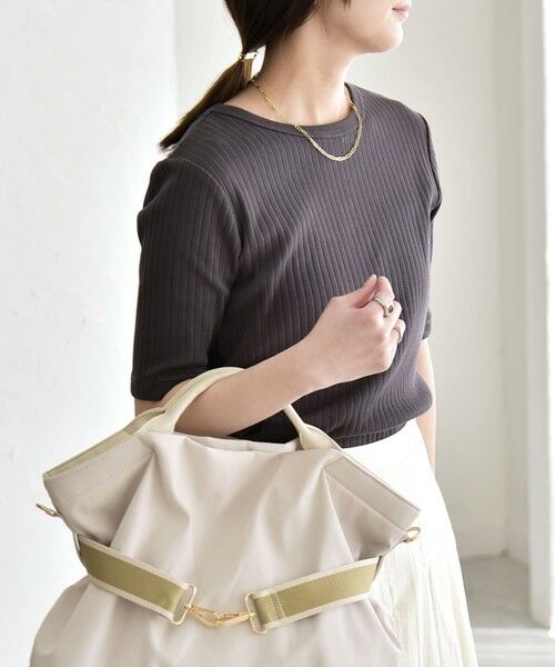 SHIPS / シップス カットソー | quaranciel:〈洗濯機可能〉テレコ リブ クルー ヘンリー 2way ハーフスリーブ TEE | 詳細23