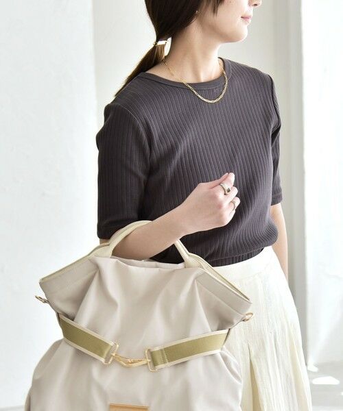 SHIPS / シップス カットソー | quaranciel:〈洗濯機可能〉テレコ リブ クルー ヘンリー 2way ハーフスリーブ TEE | 詳細24