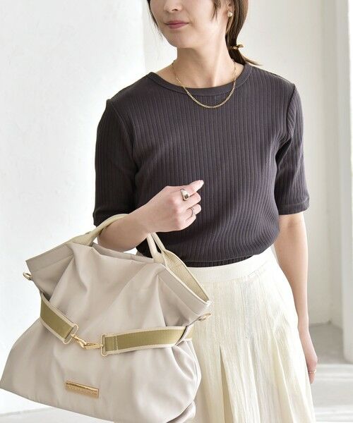 SHIPS / シップス カットソー | quaranciel:〈洗濯機可能〉テレコ リブ クルー ヘンリー 2way ハーフスリーブ TEE | 詳細25