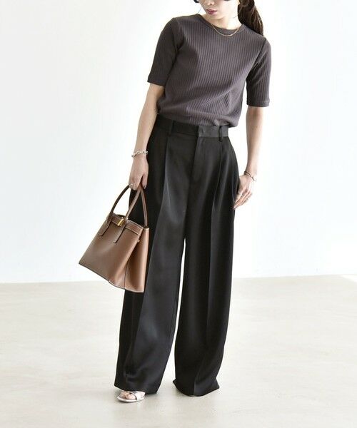 SHIPS / シップス カットソー | quaranciel:〈洗濯機可能〉テレコ リブ クルー ヘンリー 2way ハーフスリーブ TEE | 詳細28