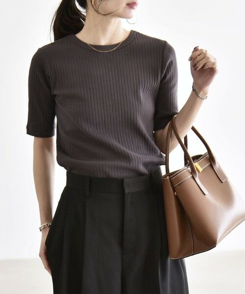 SHIPS / シップス カットソー | quaranciel:〈洗濯機可能〉テレコ リブ クルー ヘンリー 2way ハーフスリーブ TEE | 詳細29