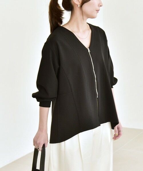 SHIPS / シップス カーディガン・ボレロ | quaranciel:〈洗濯機可能〉カットジョーゼット Vネック ジップ カーディガン | 詳細14