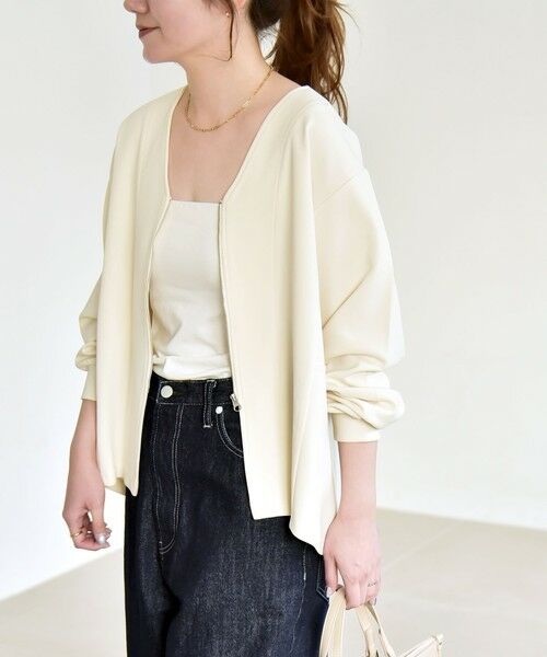 SHIPS / シップス カーディガン・ボレロ | quaranciel:〈洗濯機可能〉カットジョーゼット Vネック ジップ カーディガン | 詳細30