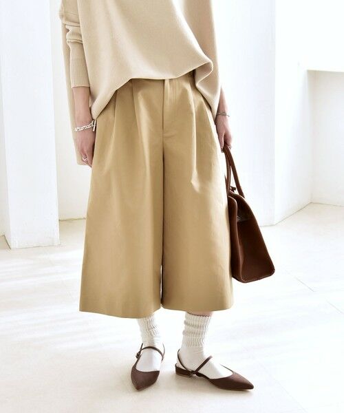 SHIPS / シップス ショート・ハーフ・半端丈パンツ | 《予約》quaranciel:〈洗濯機可能〉タック キュロット パンツ（ベージュ）