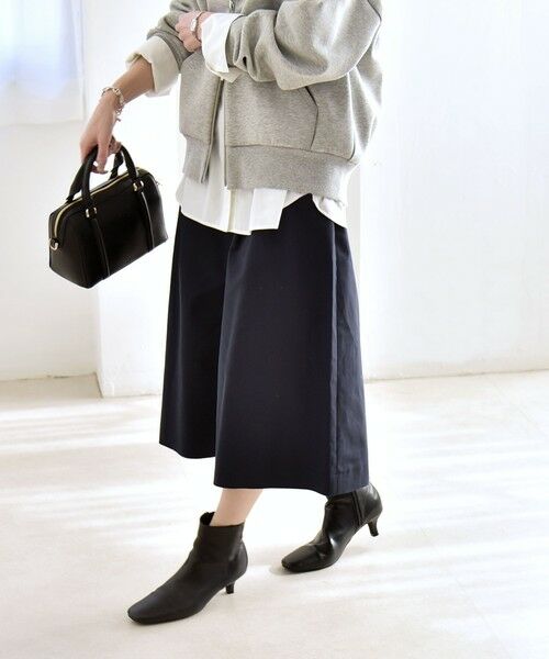 SHIPS / シップス ショート・ハーフ・半端丈パンツ | 《予約》quaranciel:〈洗濯機可能〉タック キュロット パンツ（ネイビー）