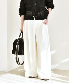 SHIPS / シップス その他パンツ | 《予約》quaranciel:〈手洗い可能〉サテン センタープレス ハイウエスト ワイド パンツ